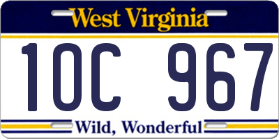 WV license plate 1OC967