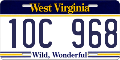 WV license plate 1OC968