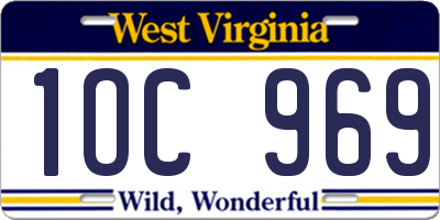 WV license plate 1OC969