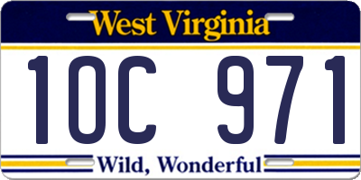 WV license plate 1OC971