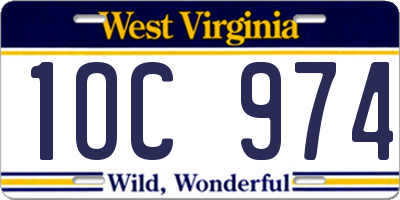 WV license plate 1OC974