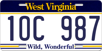 WV license plate 1OC987