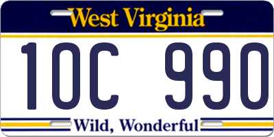 WV license plate 1OC990
