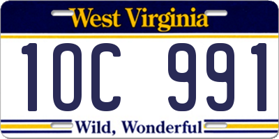 WV license plate 1OC991