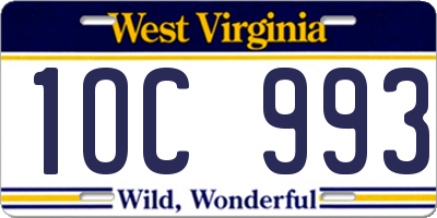 WV license plate 1OC993