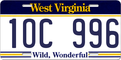 WV license plate 1OC996