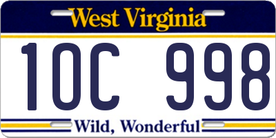 WV license plate 1OC998