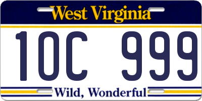 WV license plate 1OC999