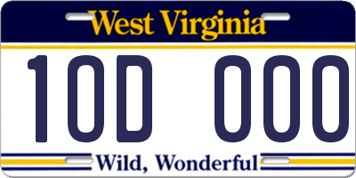 WV license plate 1OD000