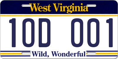 WV license plate 1OD001