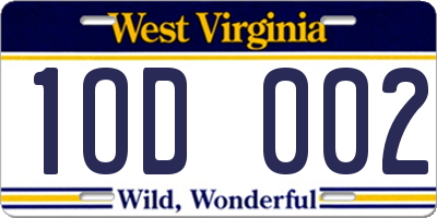 WV license plate 1OD002