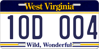 WV license plate 1OD004