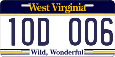 WV license plate 1OD006