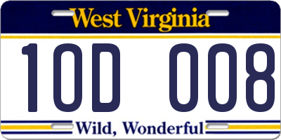 WV license plate 1OD008