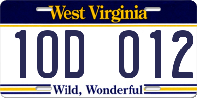 WV license plate 1OD012