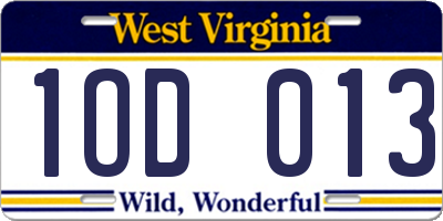 WV license plate 1OD013