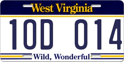 WV license plate 1OD014