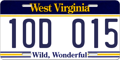 WV license plate 1OD015