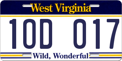 WV license plate 1OD017