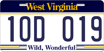 WV license plate 1OD019