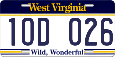 WV license plate 1OD026