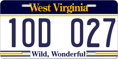 WV license plate 1OD027