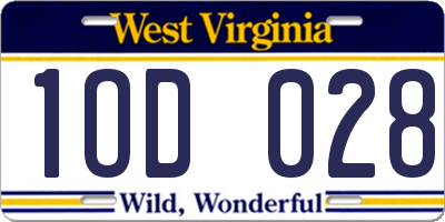 WV license plate 1OD028