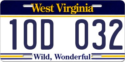 WV license plate 1OD032