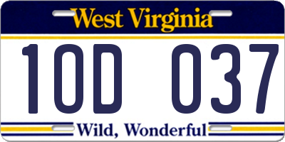 WV license plate 1OD037