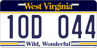WV license plate 1OD044
