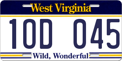 WV license plate 1OD045