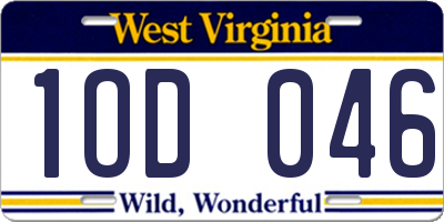 WV license plate 1OD046