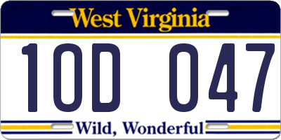 WV license plate 1OD047