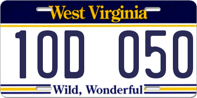 WV license plate 1OD050