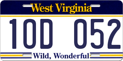 WV license plate 1OD052