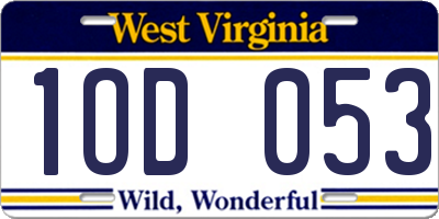 WV license plate 1OD053