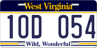 WV license plate 1OD054