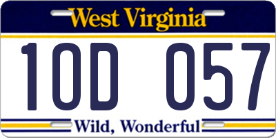 WV license plate 1OD057