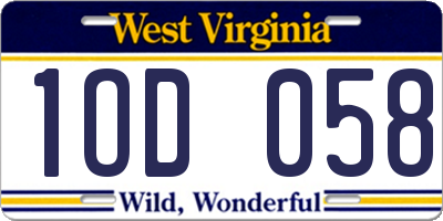 WV license plate 1OD058