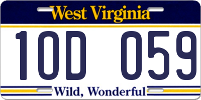 WV license plate 1OD059