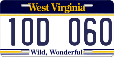 WV license plate 1OD060