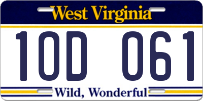 WV license plate 1OD061