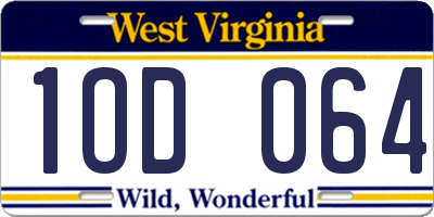 WV license plate 1OD064