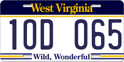WV license plate 1OD065