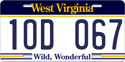 WV license plate 1OD067