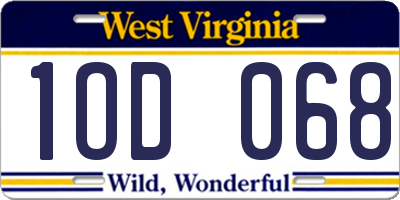 WV license plate 1OD068