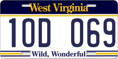 WV license plate 1OD069