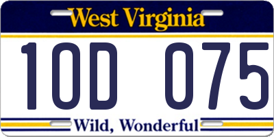 WV license plate 1OD075
