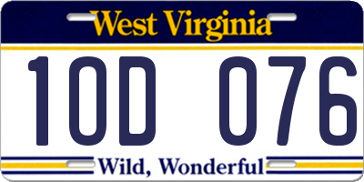 WV license plate 1OD076