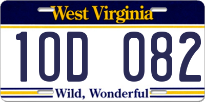 WV license plate 1OD082